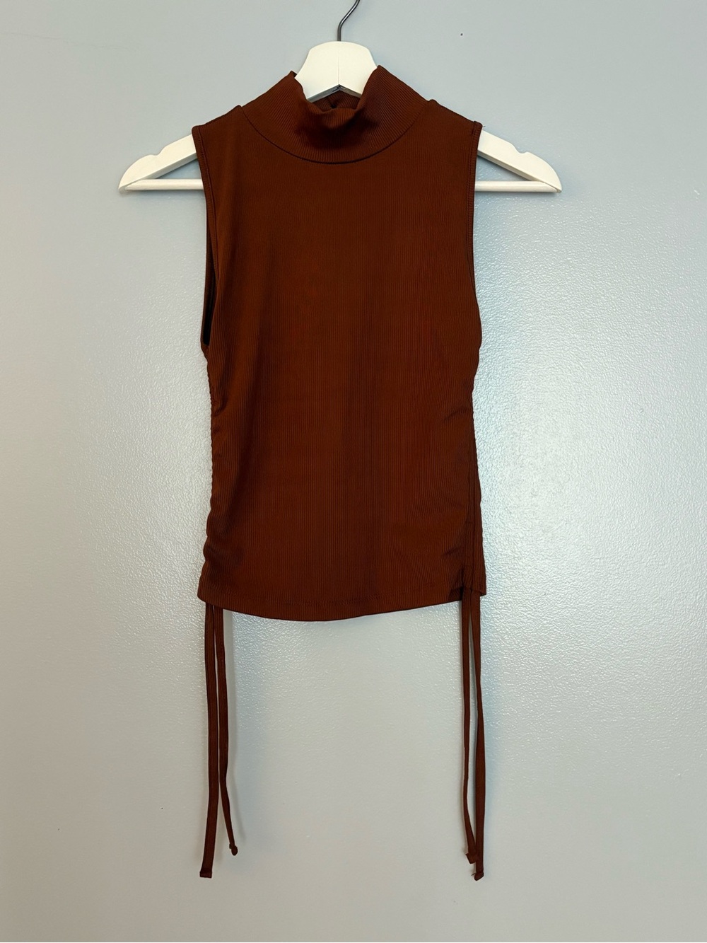 Sleeveless Mock Neck Top in Deep Brown